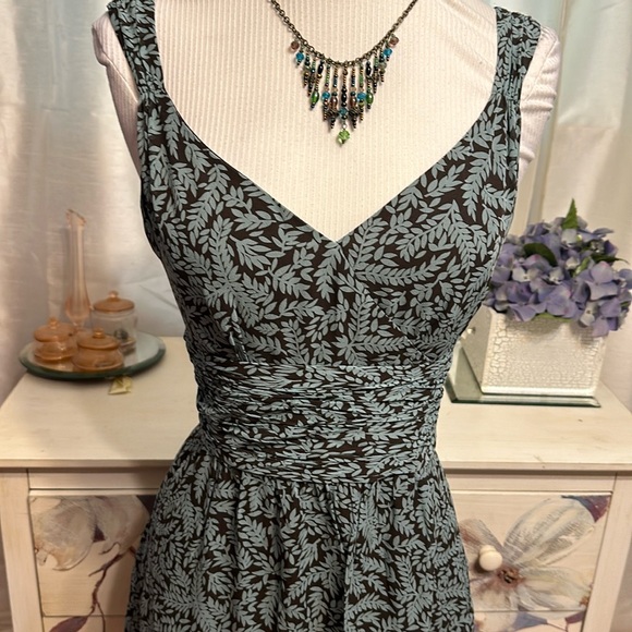 Ann Taylor Teal and Cocoa 100% Silk Dress - Picture 2 of 7